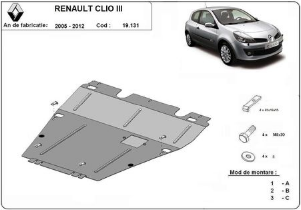 turbina renault clio 1.5 dci euro 3 Scut motor metalic Renault Clio III 2005-2012