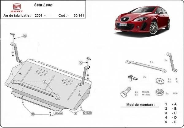 motor ford galaxy 1.9 tdi de vanzare Scut motor metalic Seat Leon 1P 1.4i, 1.6i, 1.8i, 2,0i, 1.9 TDI, 2.0 TDI 2005-2009