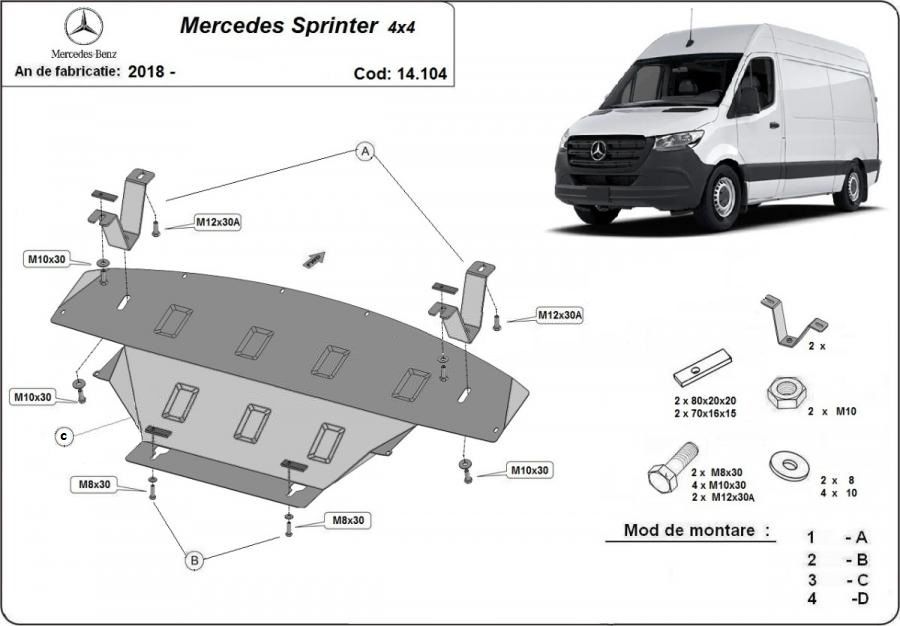 motor mercedes sprinter 2.2 cdi euro 5 Scut motor metalic Mercedes Sprinter 4x4 2018-prezent