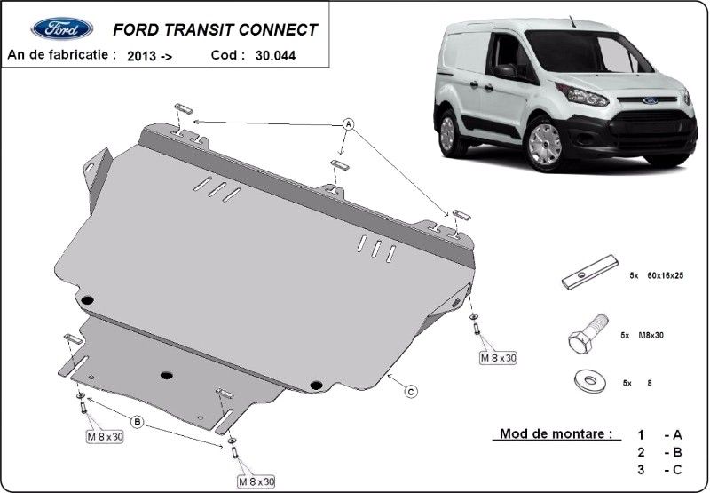 unde se afla releul de semnalizare la ford transit Scut motor metalic Ford Transit Connect 2014-2022