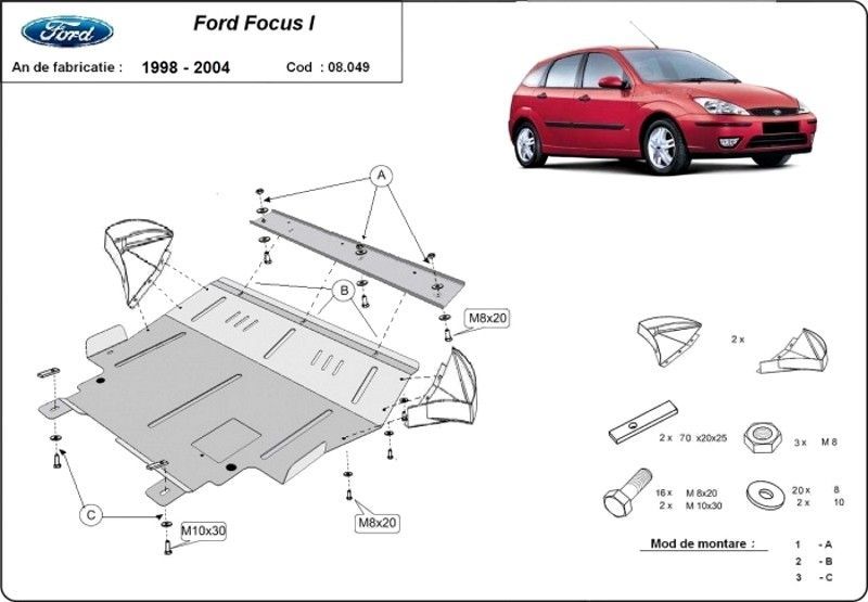 filtru motorina ford focus 1.6 tdci 90 cp Scut motor metalic Ford Focus I 1998-2005
