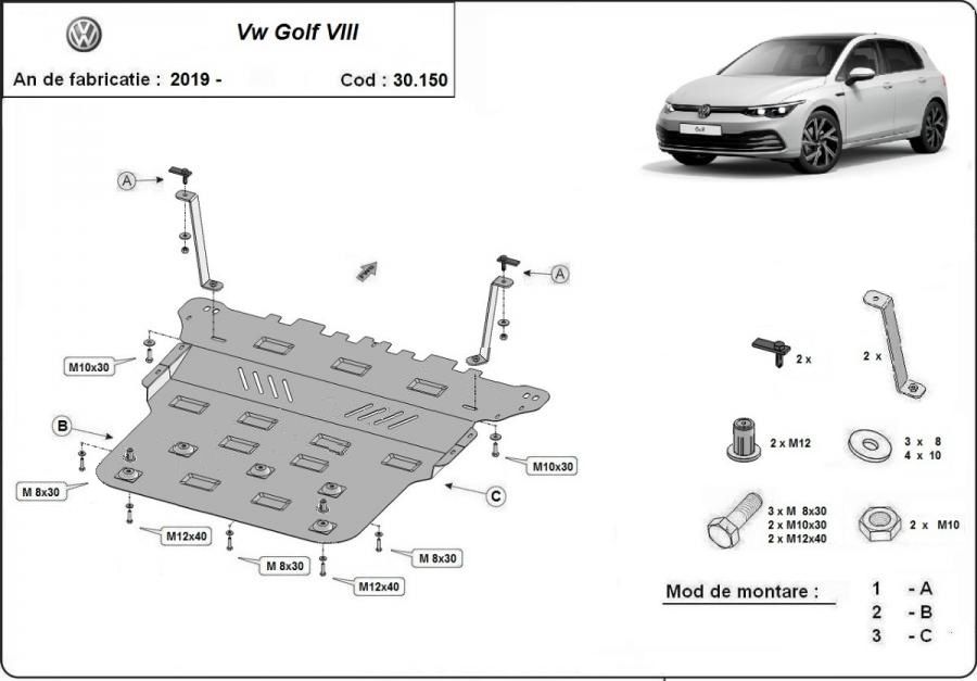 vw golf 4 1.9 tdi de vanzare Scut motor metalic VW Golf 8 2019-prezent