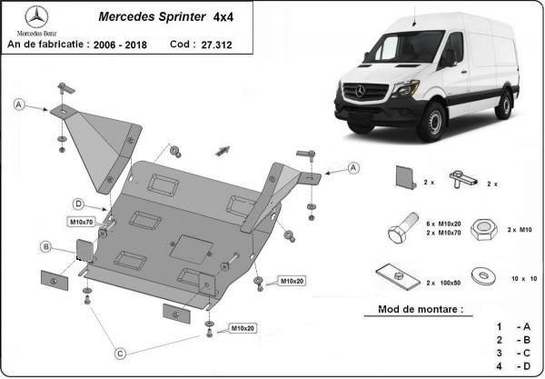 motor mercedes sprinter 2.2 cdi euro 5 Scut motor metalic Mercedes Sprinter 4x4 2006-2018