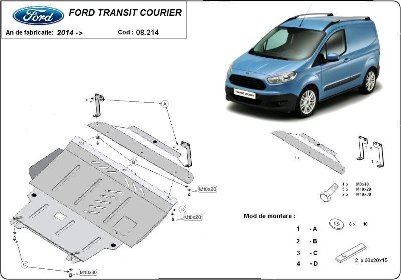 unde se afla releul de semnalizare la ford transit Scut motor metalic Ford Transit Courier 2014-prezent