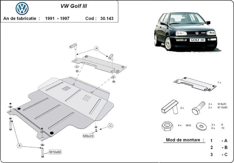 vw golf 4 1.9 tdi de vanzare Scut motor metalic VW Golf 3 1991-1997