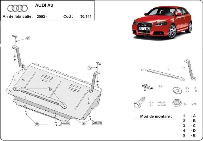 Scut motor metalic Audi A3 8P 2003-2008