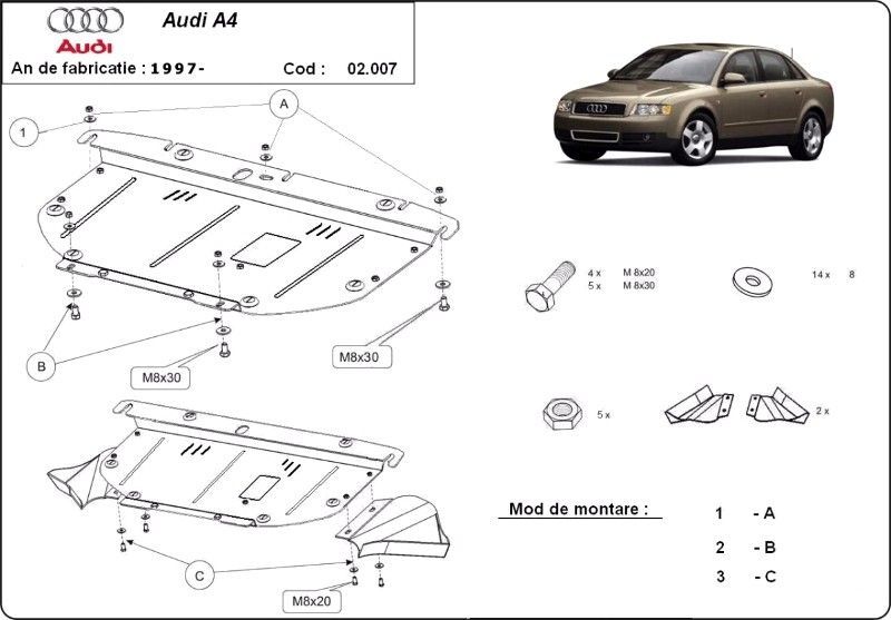 kit distributie passat b6 2.0 tdi bmp pret Scut motor metalic Audi A4 B6 2.5 TDI V6 2000-2005