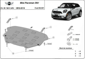 Scuturi Metalice Auto Mini, Scut motor metalic Mini Paceman R61 2012-2016 - autogedal.ro