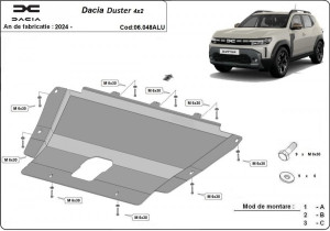 Scuturi Metalice Auto Dacia Duster, Scut motor aluminiu Dacia Duster 2x4 / 4x4 2024-prezent - autogedal.ro