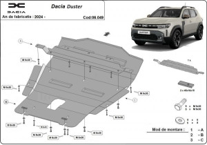 Scuturi Metalice Auto Dacia Duster, Scut motor metalic Dacia Duster 4x4 2024-prezent - autogedal.ro