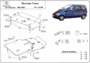 Scuturi Metalice Auto Mercedes Vaneo, Scut motor metalic Mercedes Vaneo W414 2000-2005 - autogedal.ro