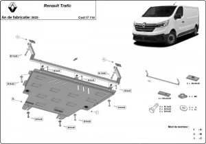 Scuturi Metalice Auto, Scut motor metalic Renault Trafic 2022-prezent - autogedal.ro