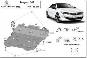 Scuturi Metalice Auto Peugeot 508, Scut motor metalic Peugeot 508 2018-prezent - autogedal.ro