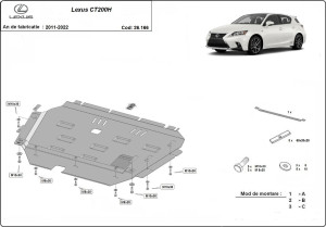 Scuturi Metalice Auto Lexus, Scut motor metalic Lexus CT 200H 2011-2022 - autogedal.ro