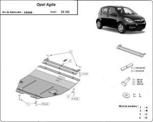 Scuturi Metalice Auto, Scut motor metalic Opel Agila 2008-2015 - autogedal.ro