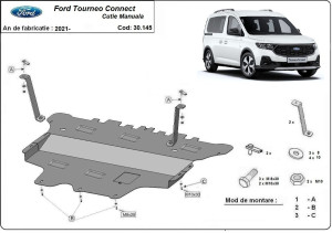 Scuturi Metalice Auto Ford, Scut motor metalic Ford Tourneo Connect Cutie Manuala 2022-prezent - autogedal.ro