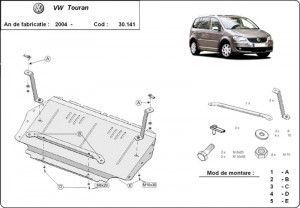 Scuturi Metalice Auto Volkswagen Touran, Scut motor metalic VW Touran 1.9Tdi, 2.0Tdi 2003-2015 - autogedal.ro