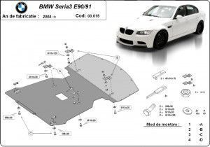 Scuturi Metalice Auto BMW Seria 3, Scut motor metalic Bmw Seria 3 E90/E91 2004-2011 - autogedal.ro