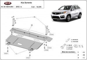 Scuturi Metalice Auto Kia Sorento, Scut motor metalic Kia Sorento 2012-2020 - autogedal.ro