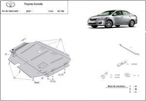 Scuturi Metalice Auto Toyota Corolla, Scut motor metalic Toyota Corolla 2007-2018 - autogedal.ro