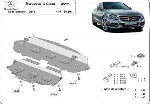 Scuturi Metalice Auto Mercedes C-Class, Scut motor metalic Mercedes C-Class W205, 2x4 2014-2021 - autogedal.ro