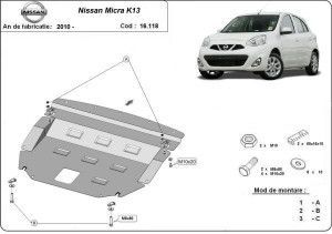 Scuturi Metalice Auto Nissan Micra, Scut motor metalic Nissan Micra K13 2010-2017 - autogedal.ro