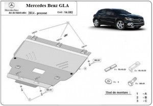 Scuturi Metalice Auto, Scut motor metalic Mercedes GLA X156 2014-2020 - autogedal.ro