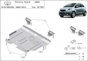 Scuturi Metalice Auto Toyota Yaris, Scut motor metalic Toyota Yaris Diesel 2006-2011 - autogedal.ro