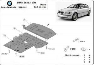 Scuturi Metalice Auto BMW Seria 3, Scut motor metalic Bmw Seria 3 E46 Diesel 1998-2005 - autogedal.ro