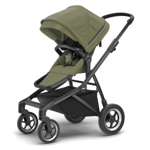 Transport copii - Carucioare, Carucior Thule SLEEK Cadru Negru si Copertina Soft Green (verde kaki) - autogedal.ro