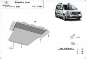 Scuturi Metalice Auto, Scut motor metalic Mercedes Citan W415 2012-2021 - autogedal.ro