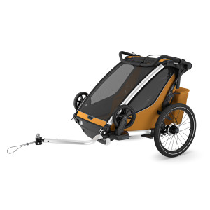 Transport copii, Carucior multisport double Thule Chariot Sport 2, Natural Gold - autogedal.ro