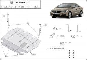 Scuturi Metalice Auto Volkswagen Passat CC, Scut motor metalic VW Passat CC 2008-2014 - autogedal.ro