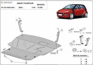 Scuturi Metalice Auto Smart ForFour, Scut motor metalic Smart ForFour - Benzina 2004-2014 - autogedal.ro