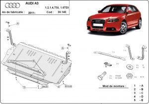 Scuturi Metalice Auto, Scut metalic motor si cutie de viteze Audi A3 8P 2008-2013 - autogedal.ro