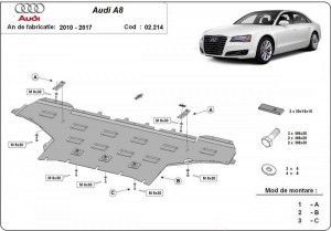 Scuturi Metalice Auto Audi A8, Scut motor metalic Audi A8 2010-2017 - autogedal.ro