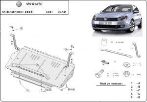 Scuturi Metalice Auto Volkswagen Golf, Scut motor metalic VW Golf 6 1.4i, 1.6i, 1.9Tdi, 2.0Tdi 2008-2013 - autogedal.ro