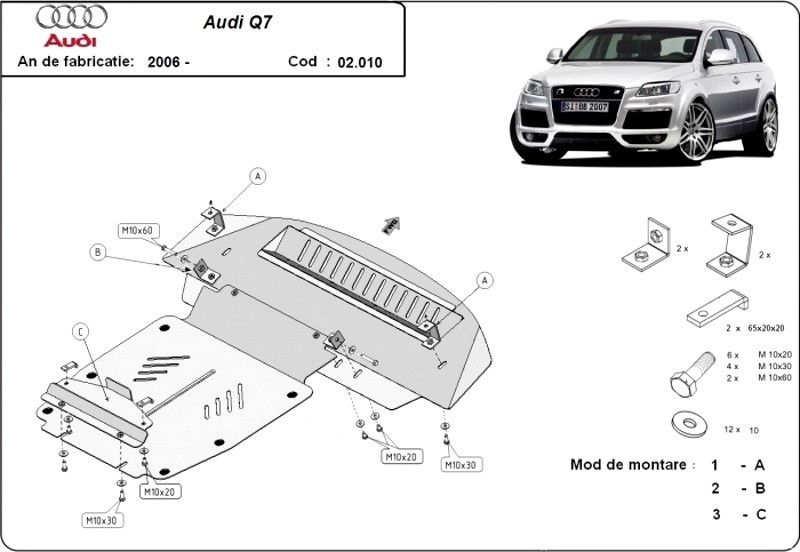 Scut motor metalic Audi Q7 2006-2015