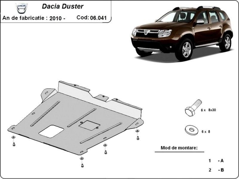 Scut motor metalic Dacia Duster II 2013-2017