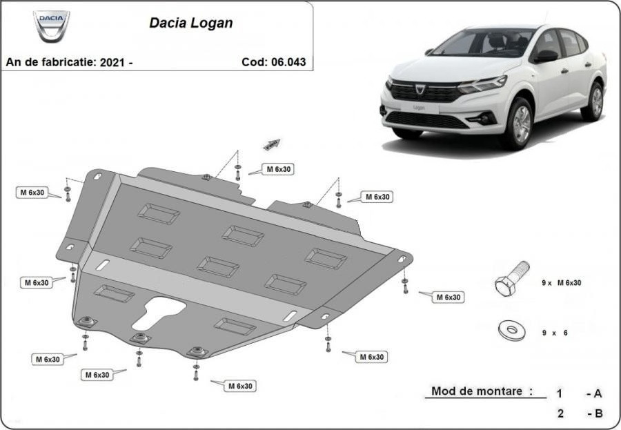 Scut motor metalic Dacia Logan 2021-prezent