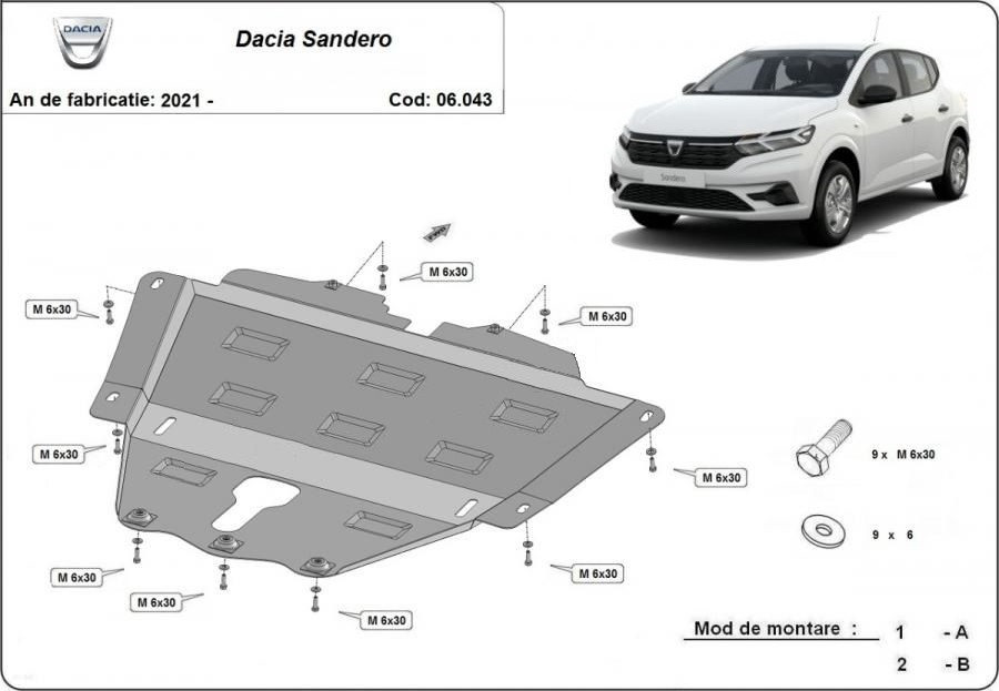 Scut motor metalic Dacia Sandero 2020-prezent