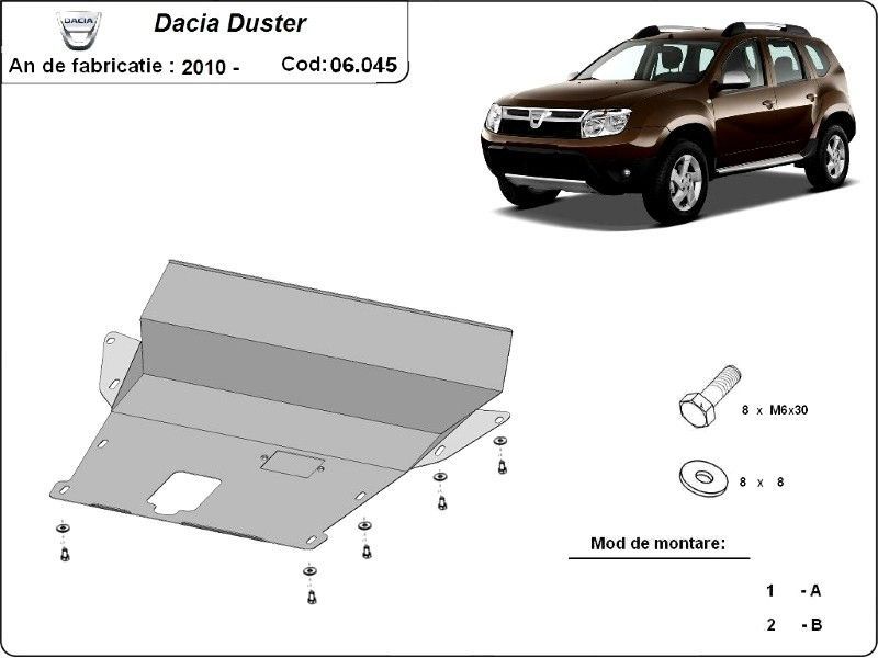 Scut metalic motor+bara fata Dacia Duster II 2013-2017