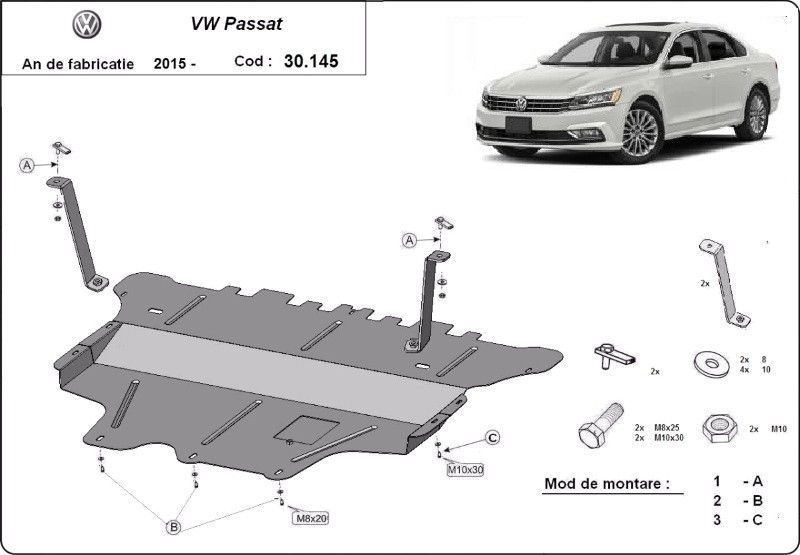 Scut motor metalic VW Passat B8 Cutie Manuala 2015-prezent