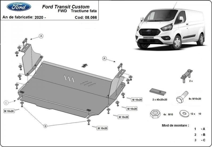 Scut motor metalic Ford Transit Custom Tractiune Fata 2020-2023