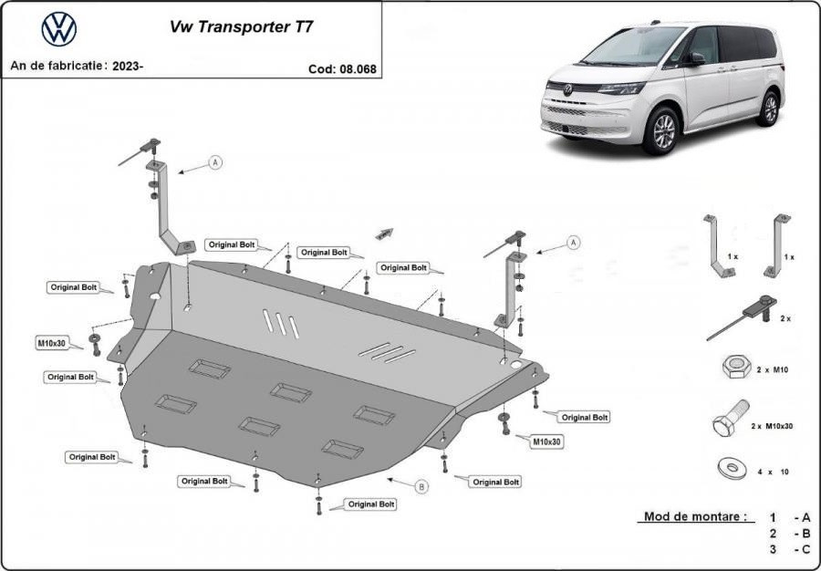 Scut motor metalic Volkswagen Transporter T7 2023-prezent