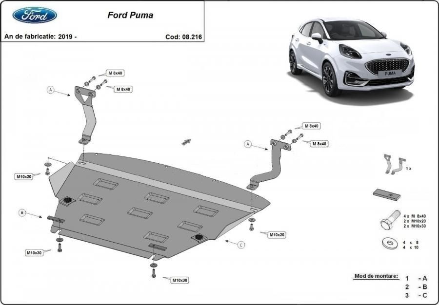 Scut motor metalic Ford Puma 2019-prezent