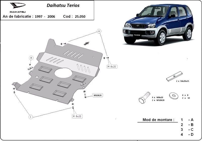 Scut motor metalic Daihatsu Terios 1997 - 2006