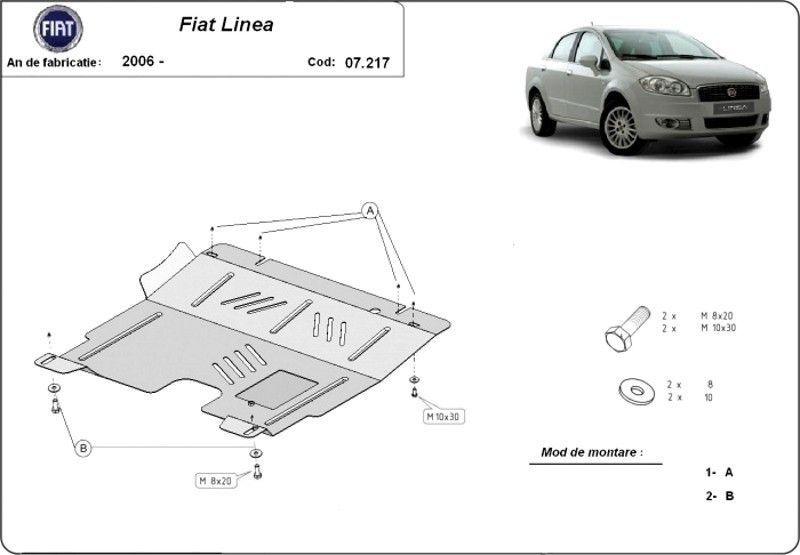 Scut motor metalic Fiat Linea 2007-2018