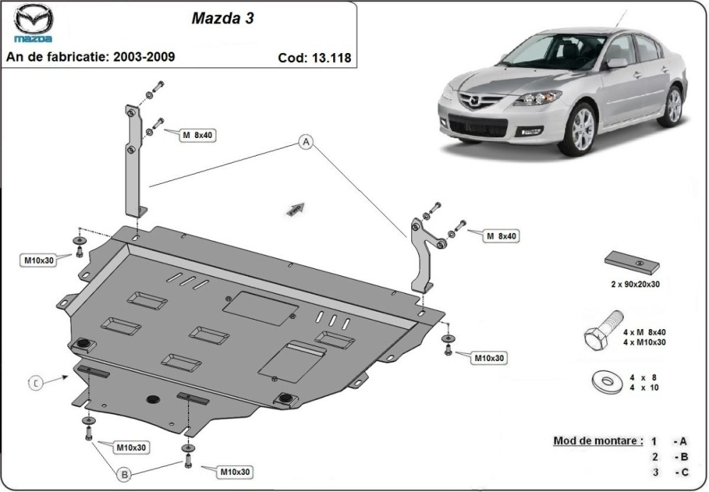 Scut motor metalic Mazda 3 2003-2009