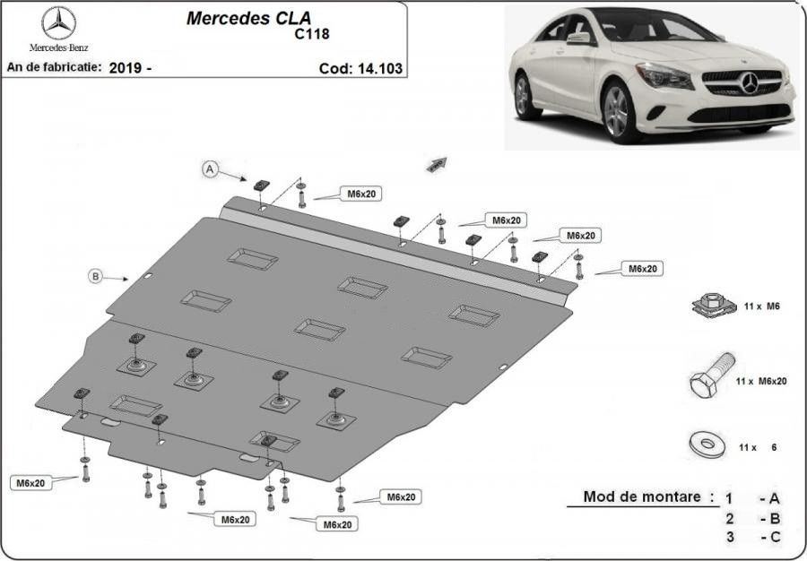 Scut motor metalic Mercedes CLA C118 2019-prezent